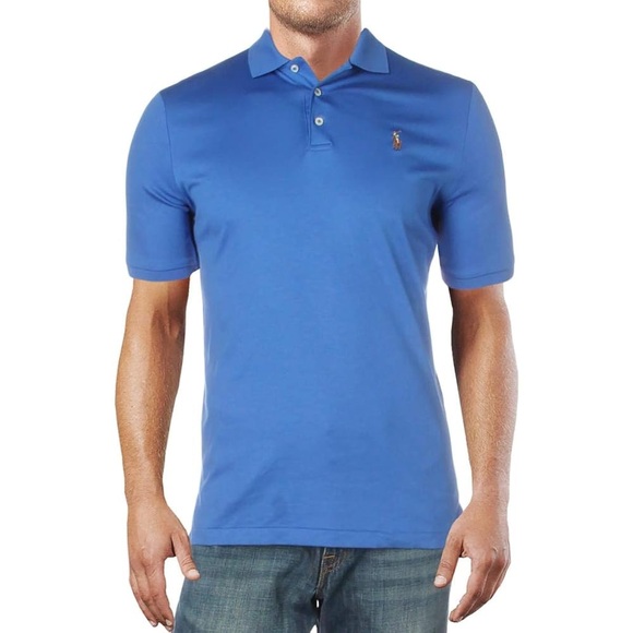 Polo Ralph Lauren Mens Logo Embroidered Polo Shirt Blue - Picture 1 of 5